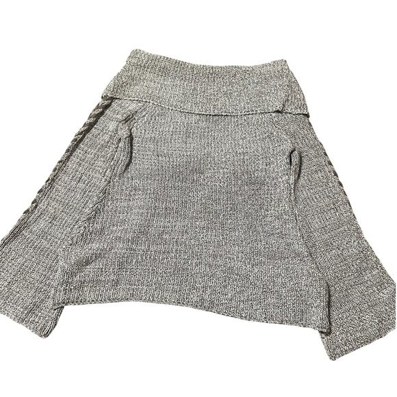 Say What? Fold over off shoulder lace up flare sleeve sweater size small - Picture 4 of 6